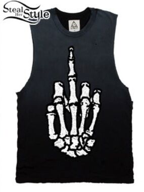 UNIF Middle Finger Muscle Tank Charcoal Gray Tee size small